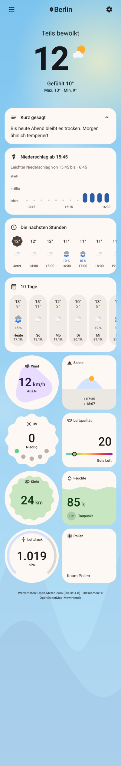 Full forecast with detail tiles